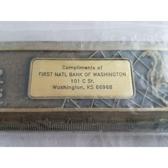 Advertising Brass/Bronze 6" Ruler "A World of Thanks"  National Bank Washington - Picture 3 of 5